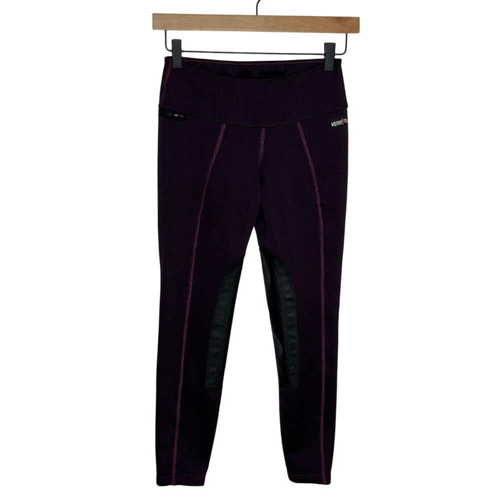 Kerrits Womens Pull On Riding Tight Pants XS Purple Black Houndstooth Equestrian
